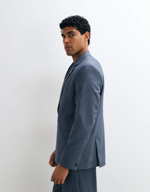 ASOS DESIGN regular suit jacket in blue check, 4 of 5