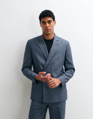Asos Design Regular Suit Jacket In Blue