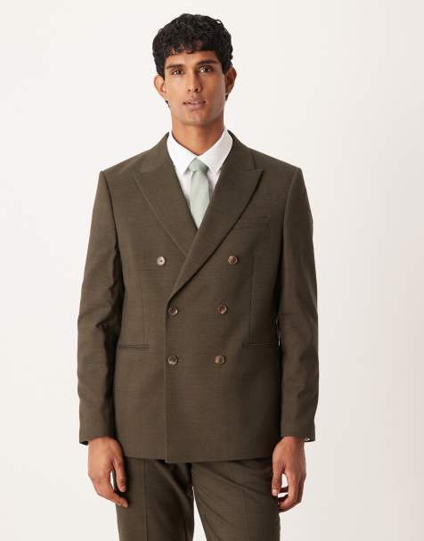 ASOS DESIGN regular suit jacket in brown glen check - view 1