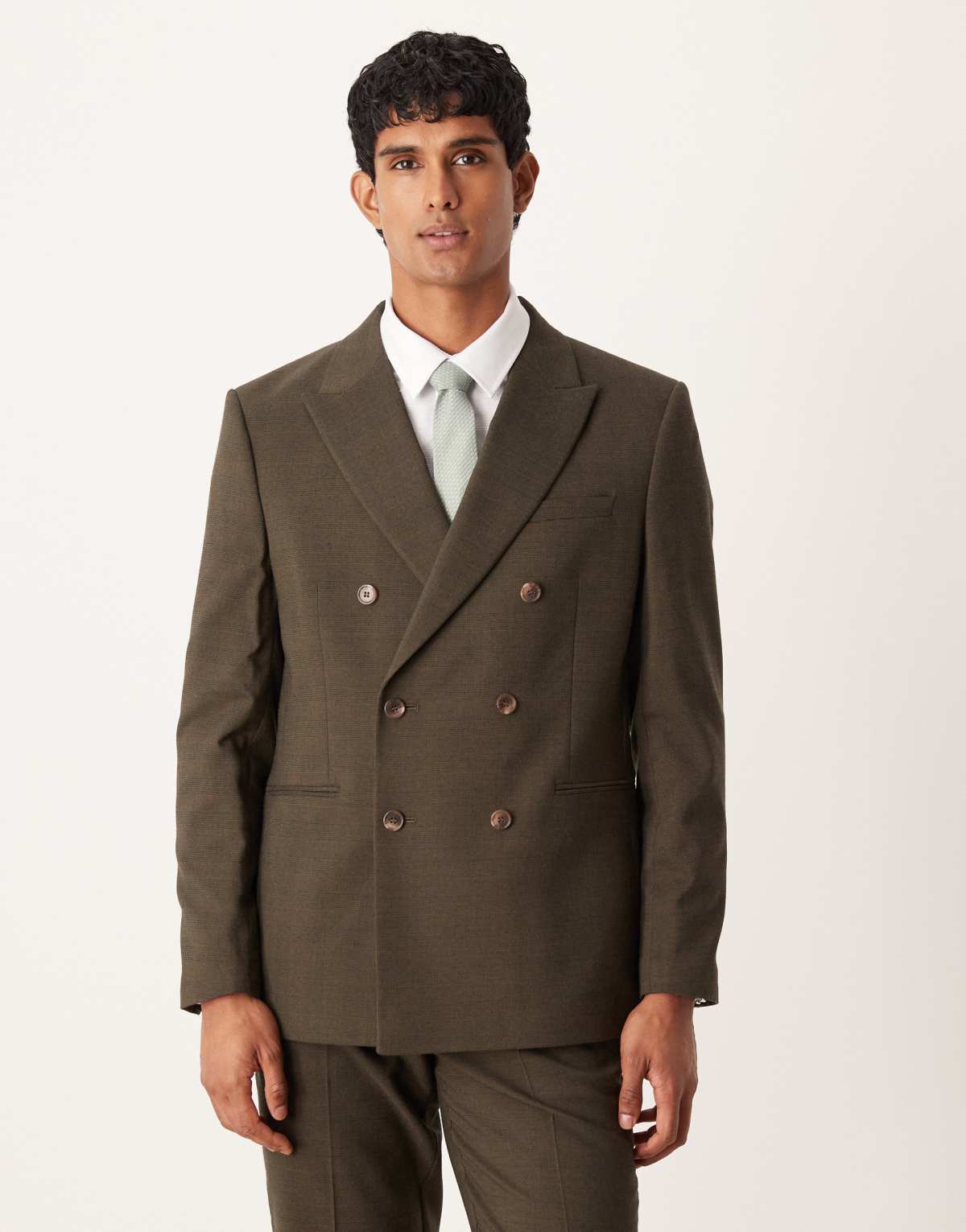 ASOS DESIGN regular suit jacket in brown glen check