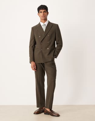 Asos Design Regular Suit Jacket In Brown