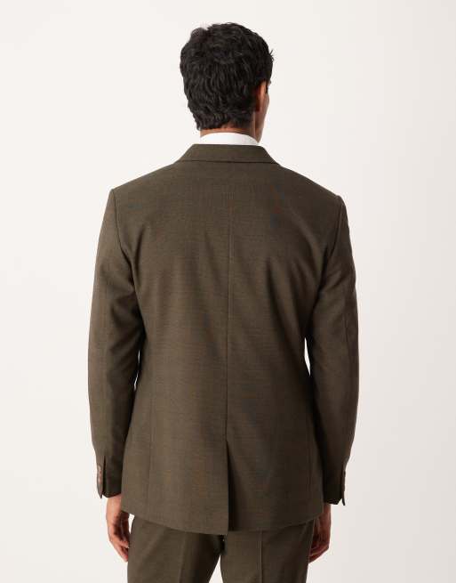 ASOS DESIGN regular suit jacket in brown glen check