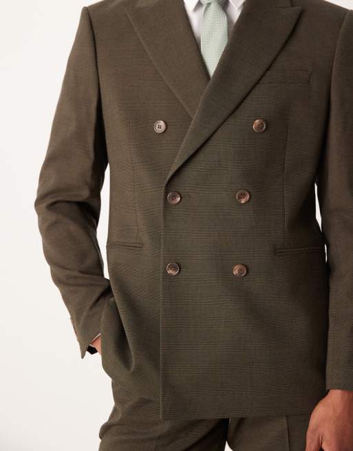 ASOS DESIGN regular suit jacket in brown glen check