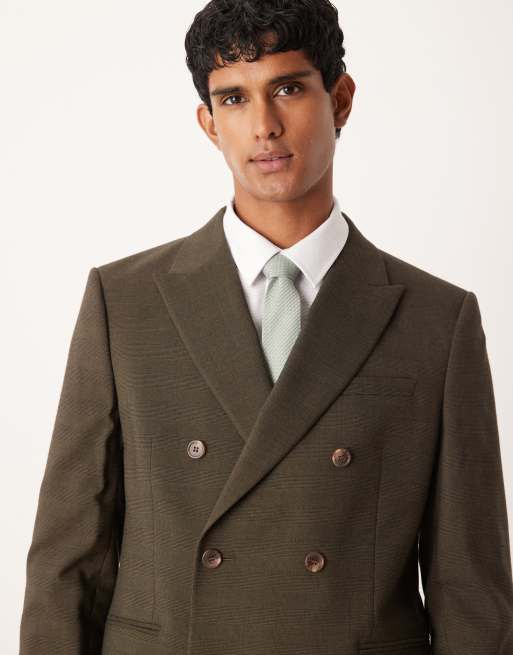 ASOS DESIGN regular suit jacket in brown glen check