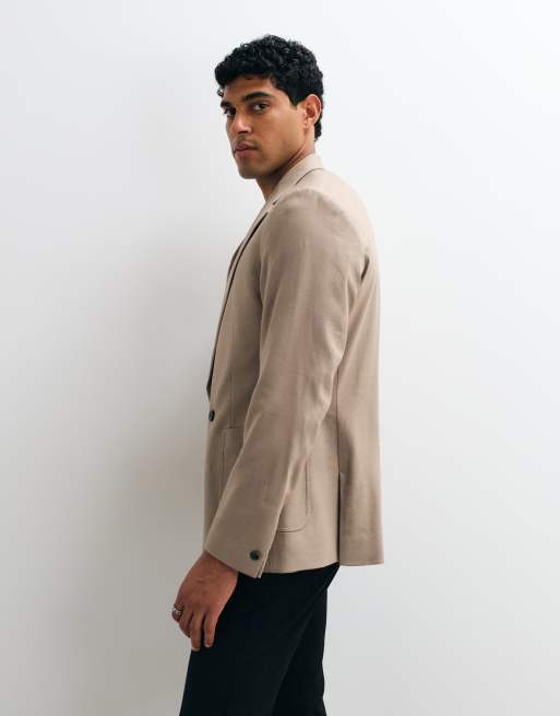ASOS DESIGN regular suit jacket in brown texture, 4 of 5
