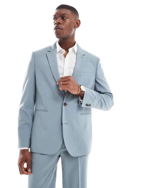 ASOS DESIGN regular suit jacket in dusty blue - view 1