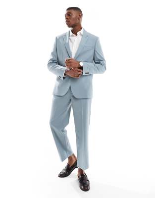 Asos Design Regular Suit Jacket In Blue