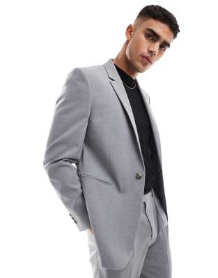 Asos Design Regular Suit Jacket In Gray