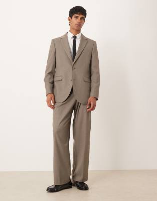 Asos Design Regular Suit Jacket In Brown