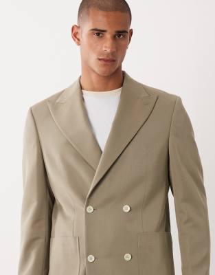 Asos Design Regular Suit Jacket In Neutral