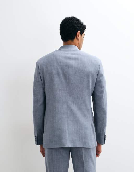 ASOS DESIGN regular suit jacket in light blue wool blend tweed, 5 of 5