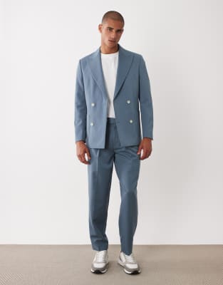Asos Design Regular Suit Jacket In Blue