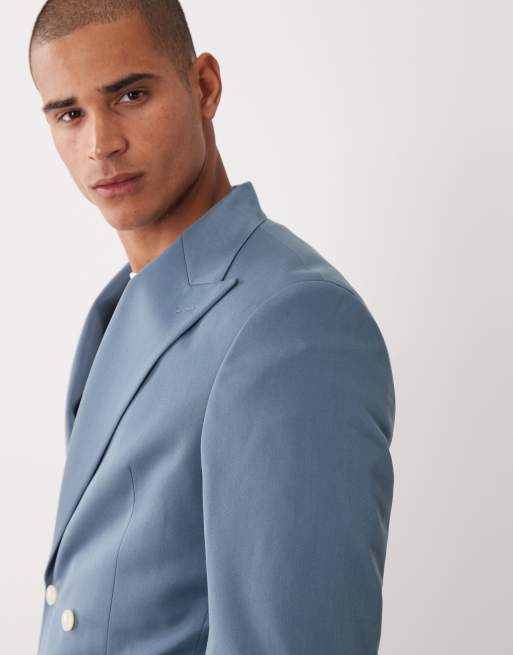 ASOS DESIGN regular suit jacket in mid blue, 4 of 5