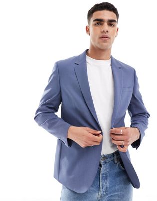 ASOS DESIGN regular suit jacket in royal blue pindot