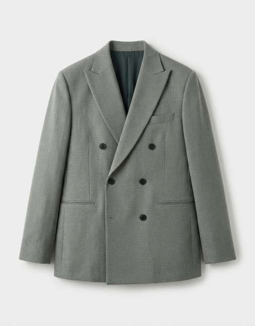 ASOS DESIGN regular suit jacket in sage green wool blend tweed, 6 of 9