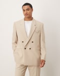 [ASOS DESIGN] ASOS DESIGN regular suit jacket in stone linen blend-Neutral Chest 38 Regular STONE