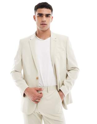 Asos Design Regular Suit Jacket In Stone-neutral