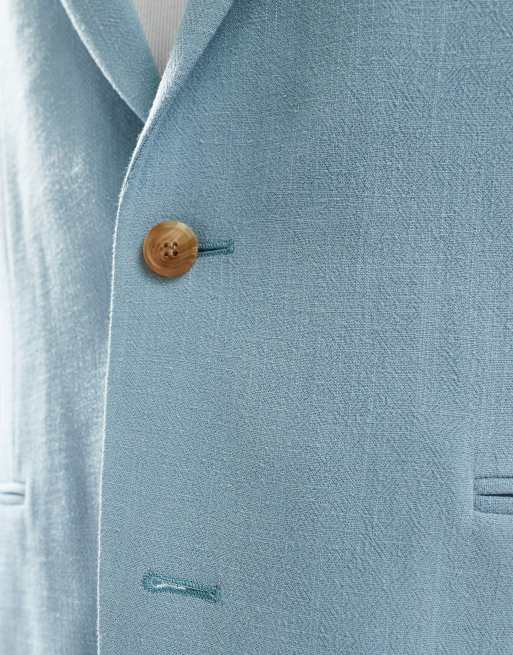 ASOS DESIGN regular summer suit jacket in light blue slub