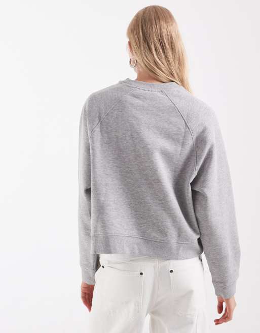 ASOS DESIGN regular sweatshirt med raglanärmar och borstad insida i gråmelerad, 4 av 4