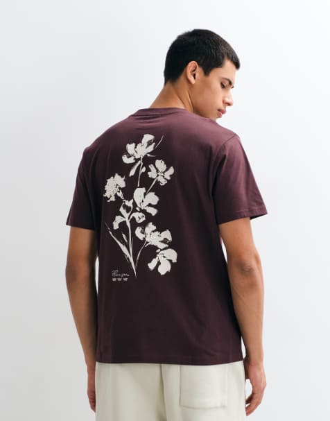 ASOS DESIGN regular t-shirt with floral graphic in brown - view 1