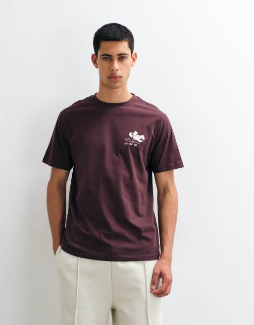 ASOS DESIGN regular T-shirt with floral graphic in brown, 4 of 5