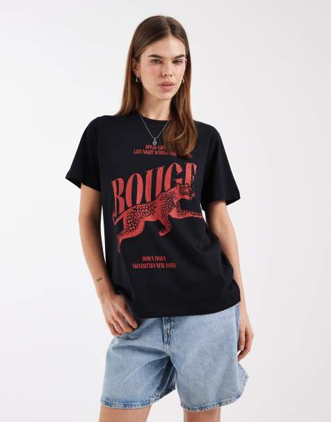 ASOS DESIGN regular t-shirt with leopard graphic in black