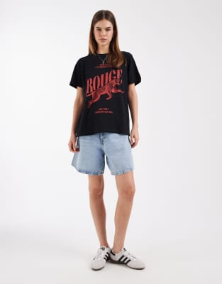 Asos Design Regular T-shirt With Leopard Graphic In Black