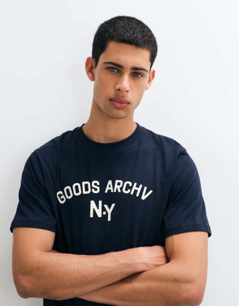 ASOS DESIGN regular T-shirt with NY graphic in navy - view 1