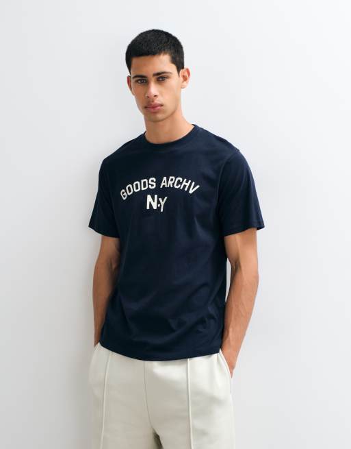 ASOS DESIGN regular T-shirt with NY graphic in navy, 4 of 5