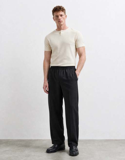 ASOS DESIGN regular t-shirt with short henley neck in cream waffle, 10 of 10