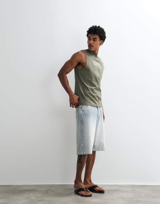 ASOS DESIGN regular tank with Shibuya graphic in olive, 3 of 5