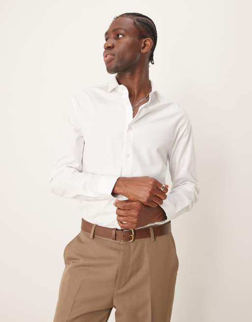 ASOS Design Regular Textured Formal Shirt in White