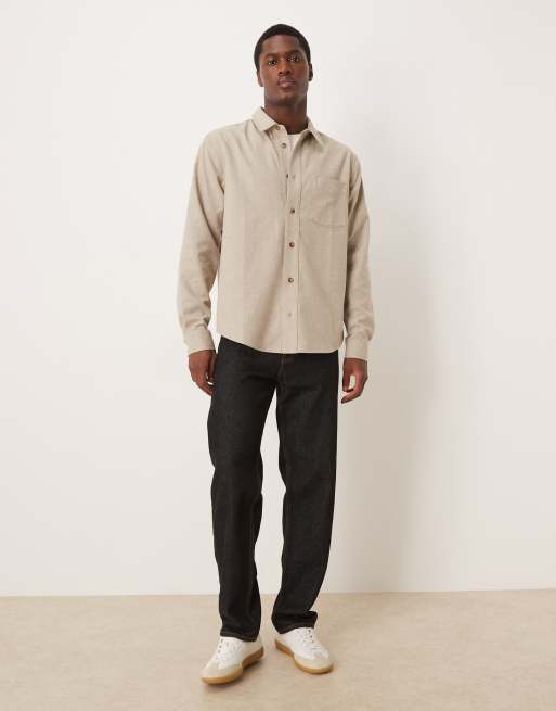 ASOS DESIGN regular textured shirt in beige, 2 of 5