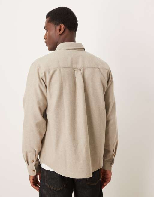 ASOS DESIGN regular textured shirt in beige, 3 of 5