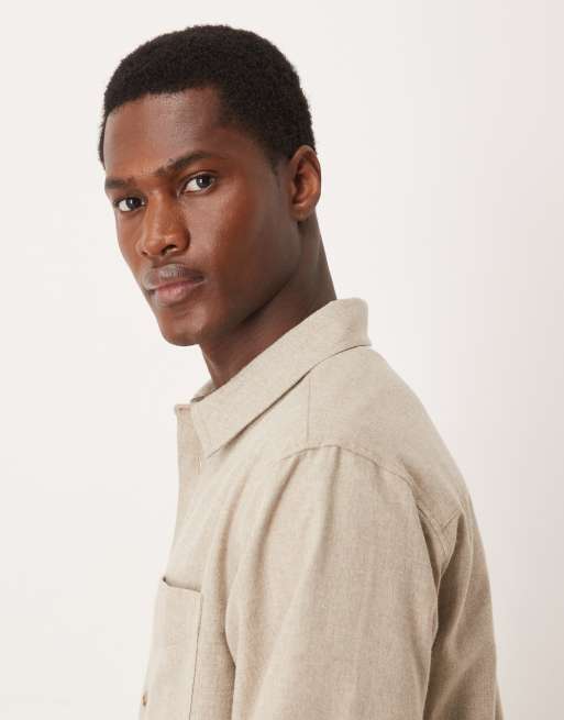ASOS DESIGN regular textured shirt in beige, 4 of 5
