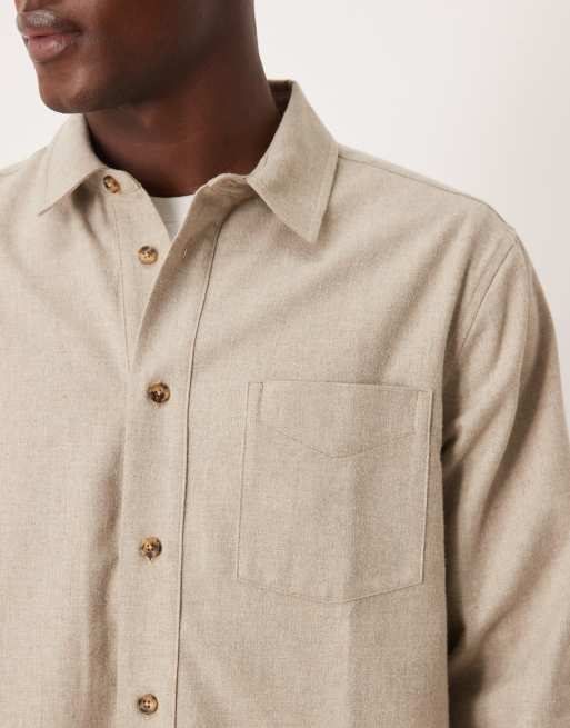 ASOS DESIGN regular textured shirt in beige, 5 of 5