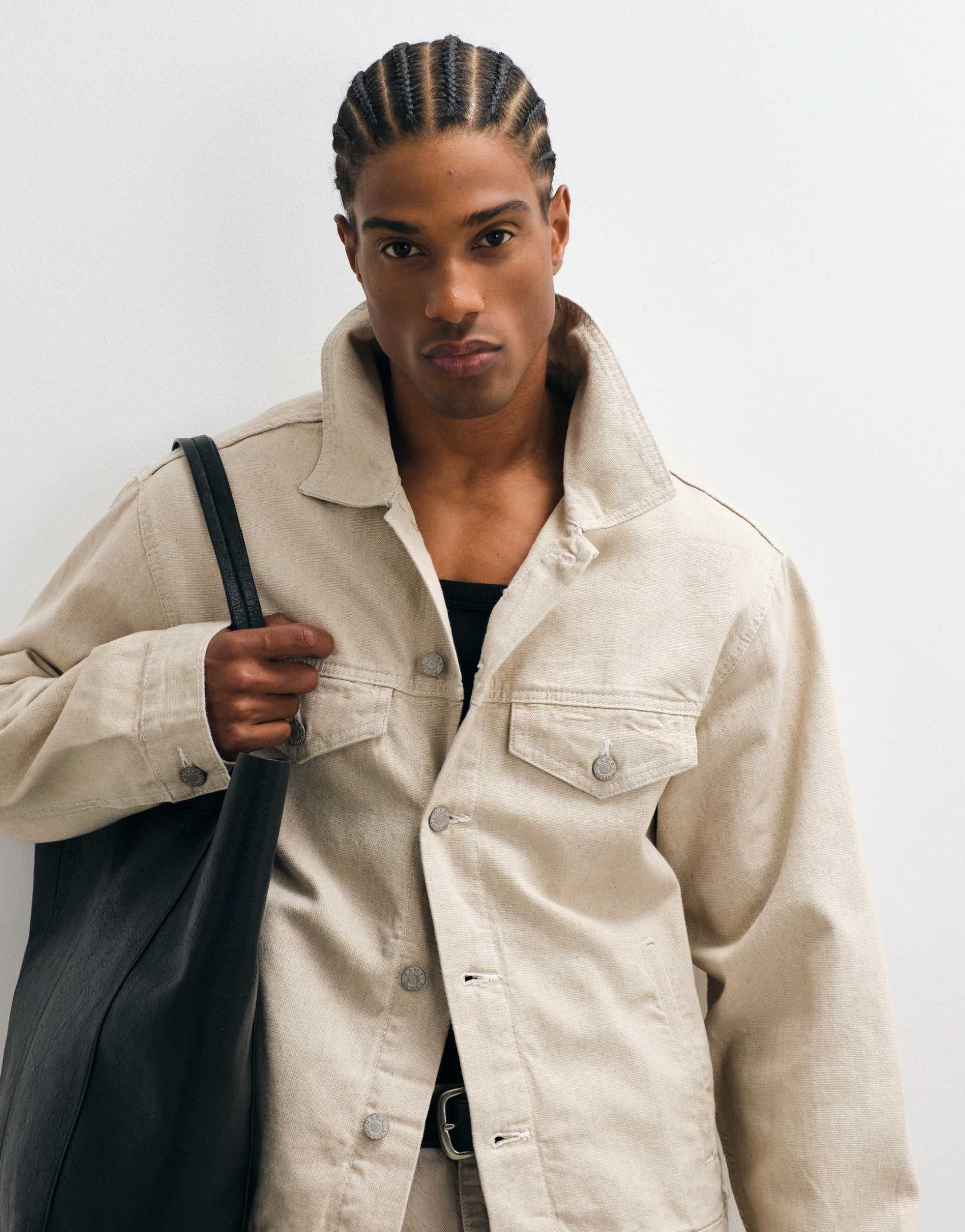 ASOS DESIGN regular trucker denim jacket in ecru - part of a set