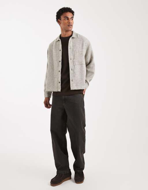 ASOS DESIGN regular twill shacket in beige, 2 of 5