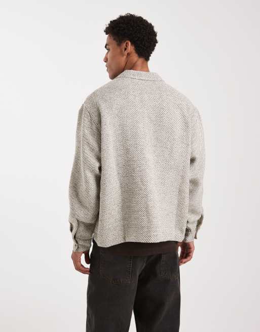 ASOS DESIGN regular twill shacket in beige, 4 of 5