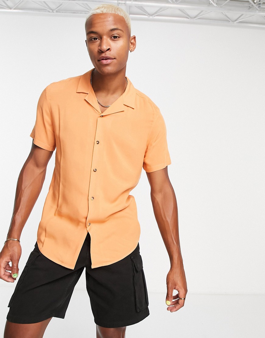 ASOS DESIGN regular viscose shirt in orange