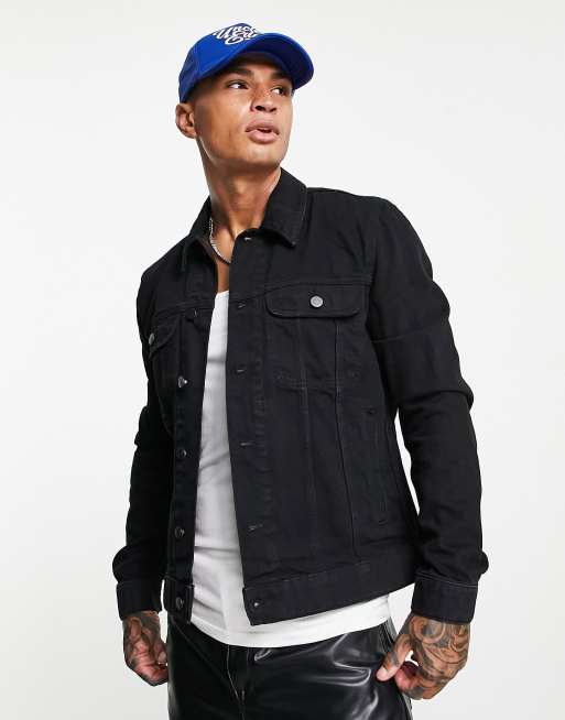 Asos men's on sale black denim jacket