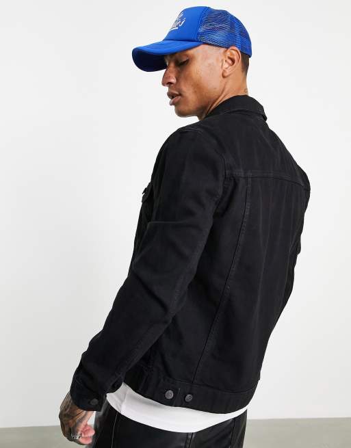 Asos black clearance denim jacket mens