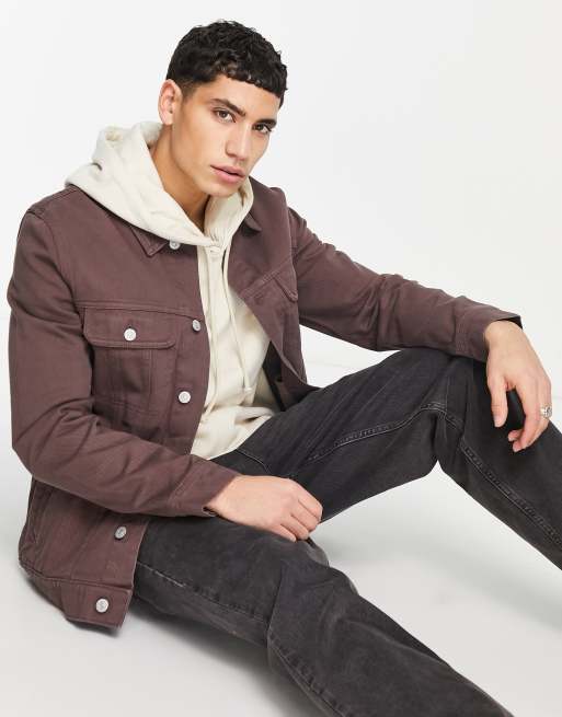 ASOS DESIGN western twill jacket in brown