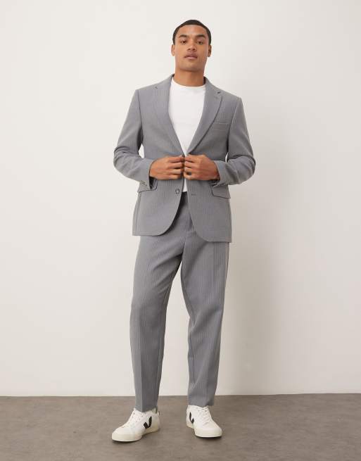 ASOS DESIGN regular wool suit jacket with grey pinstripe, 2 of 5