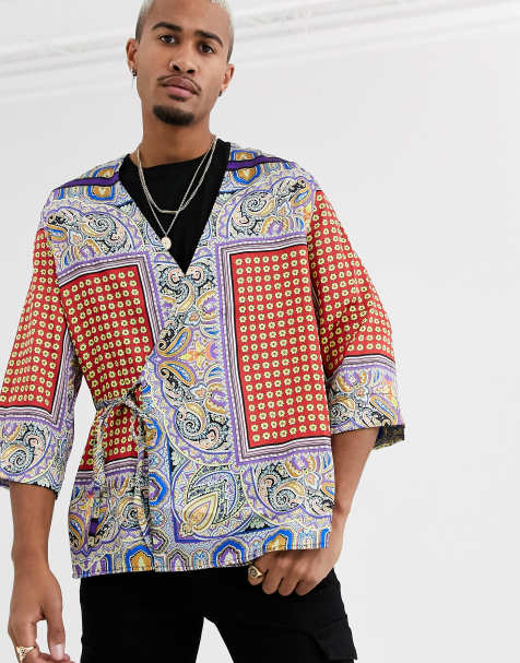 ASOS DESIGN regular wrap kimono in paisley