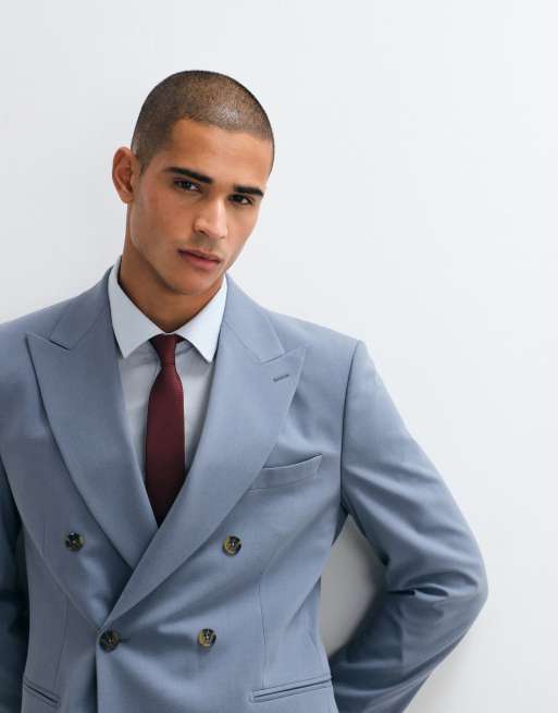 ASOS DESIGN regular zweireihiger Blazer in Blau, 5 von 5