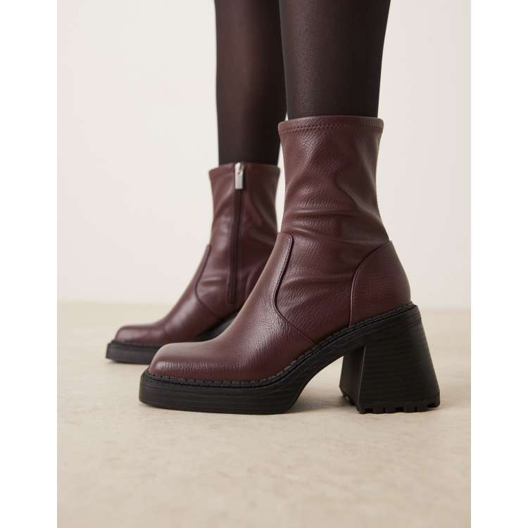  Burgundy Chelsea Boots size 9 ASOS DESIGN heeled chelsea boots in burgundy patent with  main image 4
