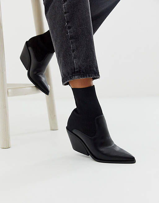 ASOS DESIGN Rekindle western sock boots in black | ASOS