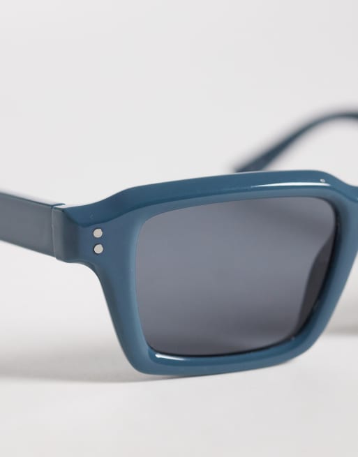 ASOS DESIGN - Rektangulære solbriller uklart blåt stel og blå glas, 2 af 3