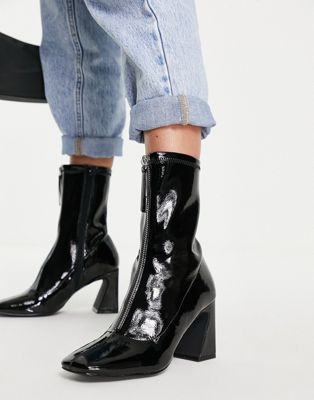 ASOS DESIGN Relative front zip sock boots in black